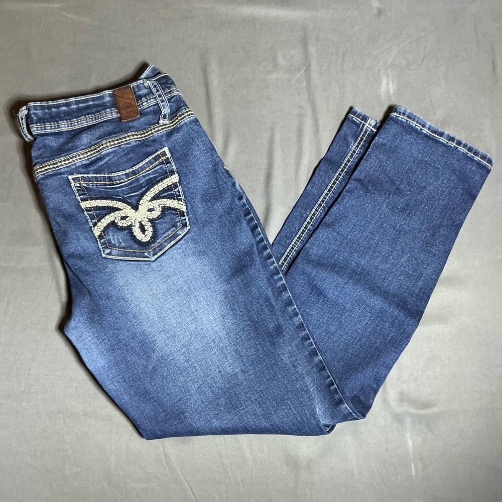 Vanity Premium Collection Jeans Womens 32W 30L Straight Leg Medium‎ Wash Stretch